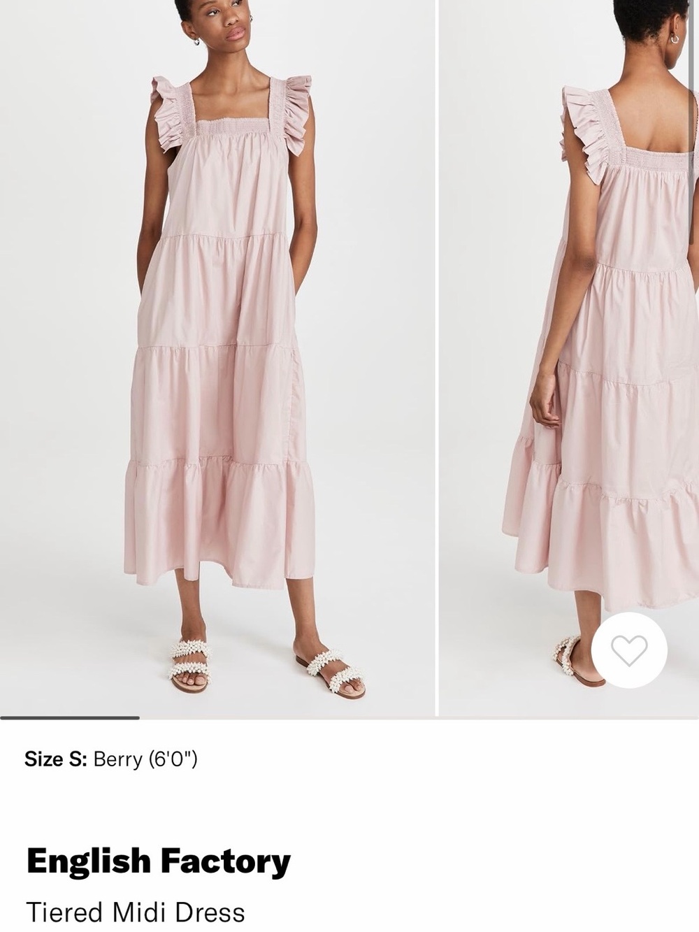 English Factory Pink Tiered Ruffle Sleeve Midi Dress
